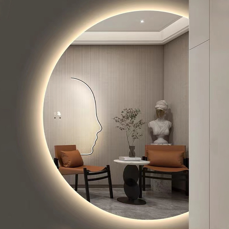 D-Shaped Anti-Fog Smart Mirror - Touch LED Wall Art